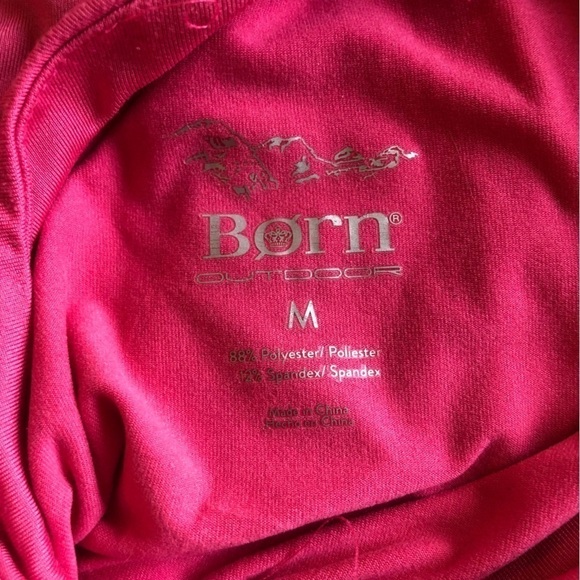 Born Activewear Top Women M Pink with Beige Tribal Print  Mock Turtleneck - Picture 7 of 8